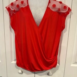 Robert Louis Vibrant Red Wrap Blouse